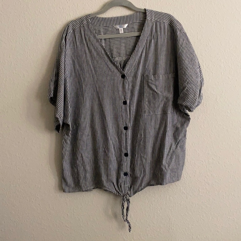 Striped Tie Front Top